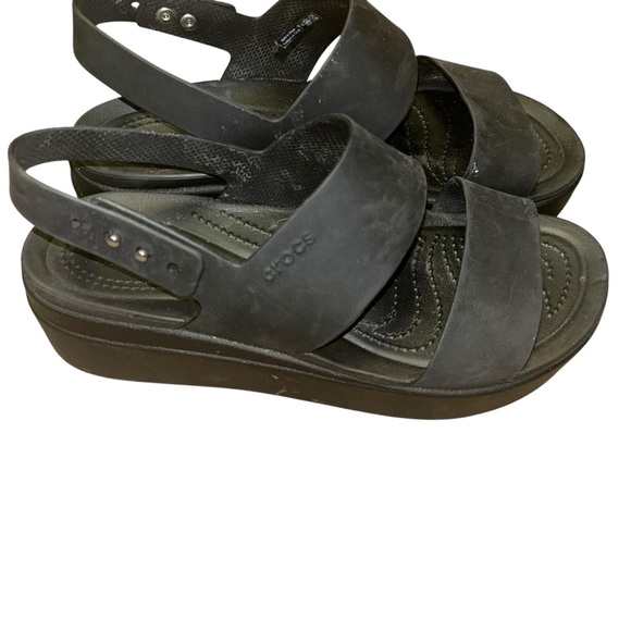 Crocs literide WOMENS BROOKLYN PLATFORM Black WEDGE SANDAL size 9 - Picture 1 of 5